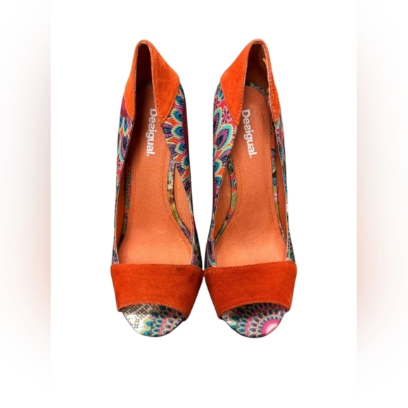 Desigual NWT Heel PCS Unique Floral Orange/Multi Coloured Size 39 - Picture 4 of 9